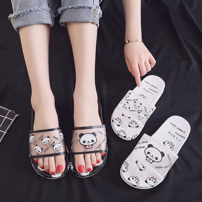 Grosir - S938 Slip Sandal Motif Panda / Sandal Lucu &amp; Imut / Sandal Fashion Wanita / Sandal Slop  Cewek