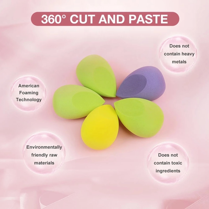 [4 Pcs Set Random Colors  Makeup Sponge Blender] [Latex-Free Foundation Blending Sponge] [Cosmetic Puff For Applying Powder,Cream,Liquid]