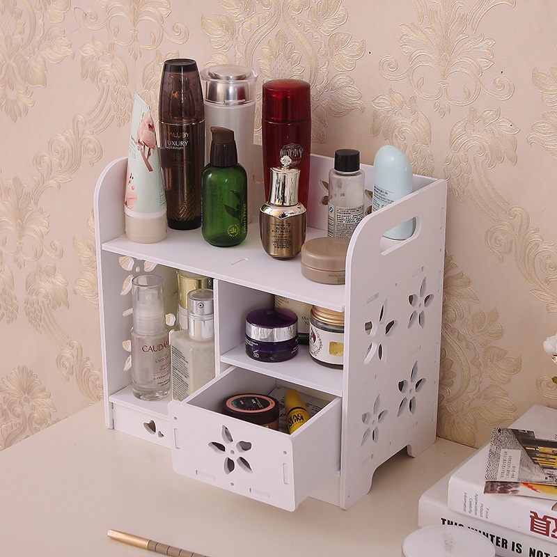 Rak Make Up Murah rak kosmetik perlengkapan kamar tidur Aesthetic Dekorasi Dekorasi Meja Belajar Rak Kosmetik Kayu Minimalis Rak Kosmetik Mini Serbaguna Tempat Make Up Rak Kecil Susun Perlengkapan Rumah Organizer Make Up mini cosmetic storage drawer