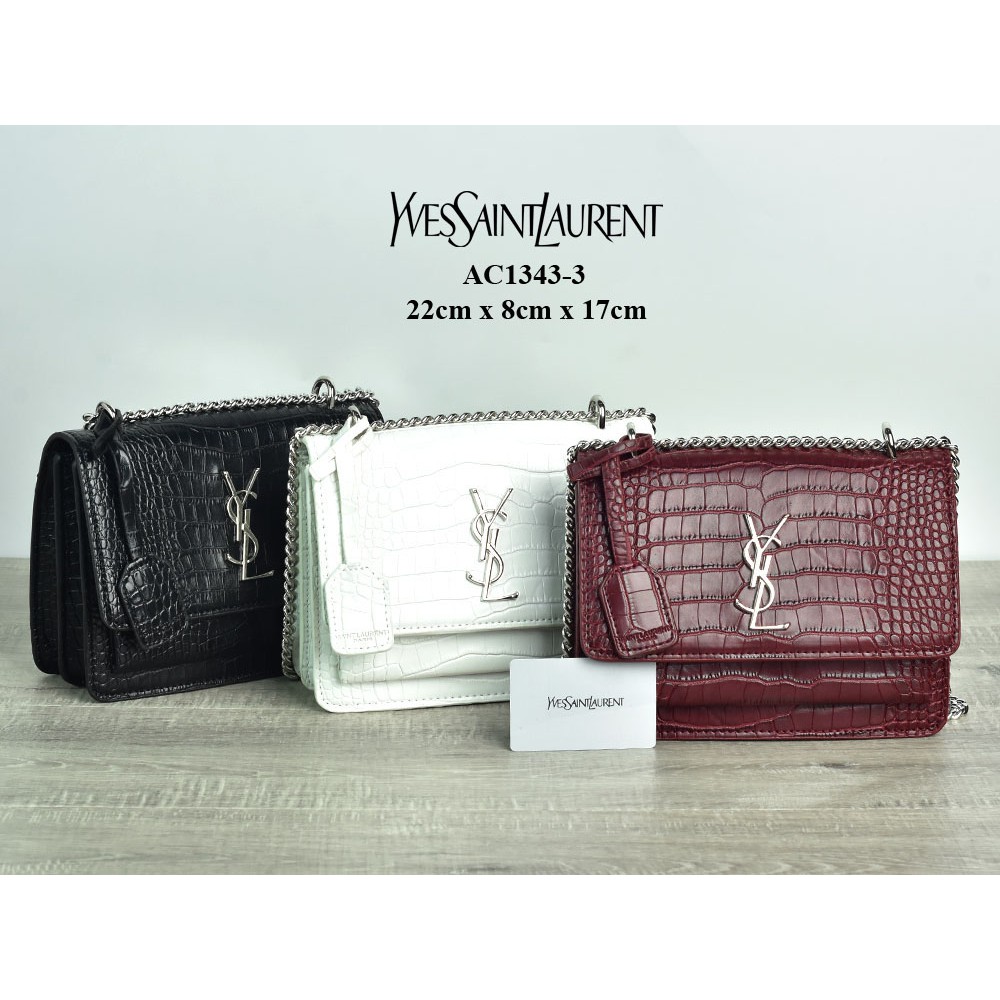 Grosir Tas Murah Tas YSL Sunset Chain Croco Small Semi Premium AC1343-3