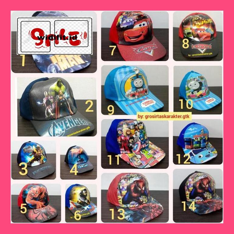 Babyglpak Topi Anak Laki Karakter Tayo Spiderman Thomas Cars Transformer Cowok Tyt840