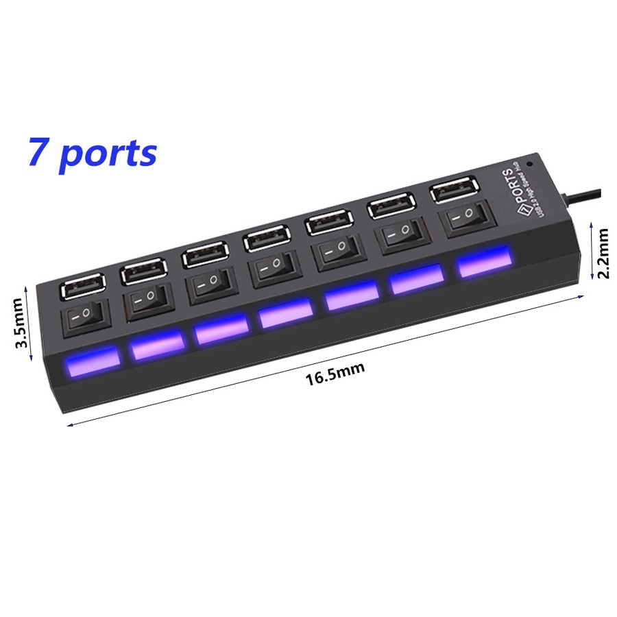 USB Hub 2.0 7 Port - U911 - Black