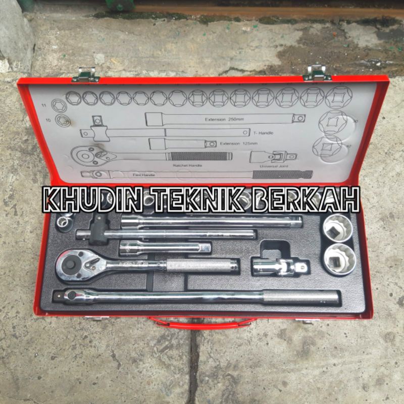 Kunci Shock Industrial Tools Set 24 Pcs 1 AIGO 2 Inch 12 Socket