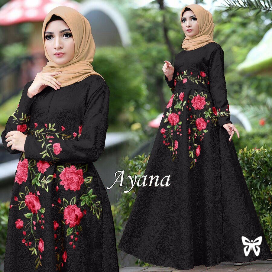 HOPYLOVY - Gamis Maxi Dress Jumbo Ayana Bordir Tebal