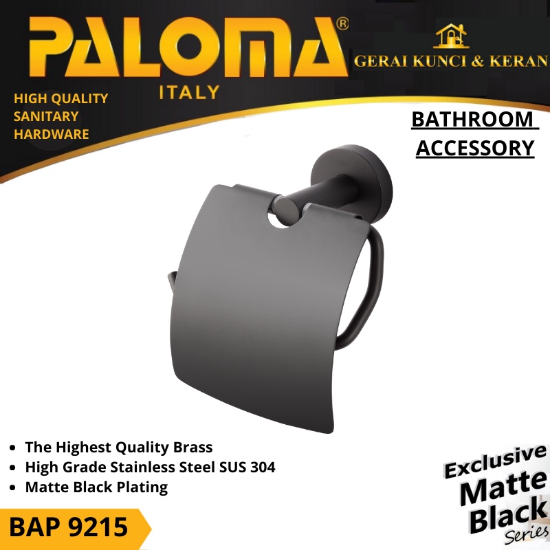 PALOMA BAP 9215 Tempat Tissue Toilet Holder Tisu Gulung Roll WC Mandi Black Hitam