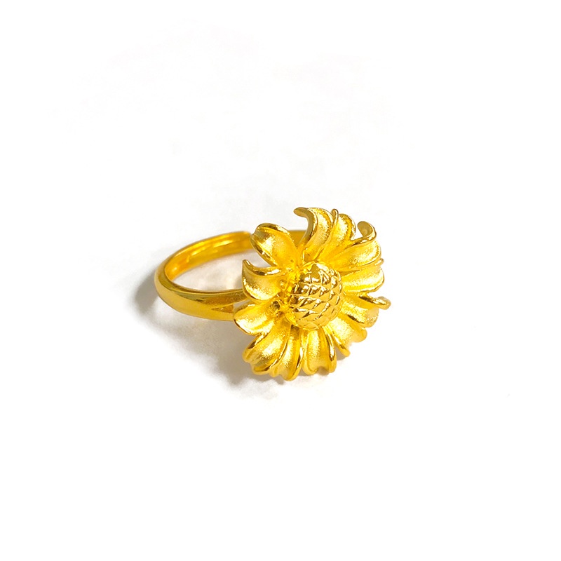 Cincin Desain Bunga Matahari 24k Gaya Korea Untuk Wanita Sun Flower