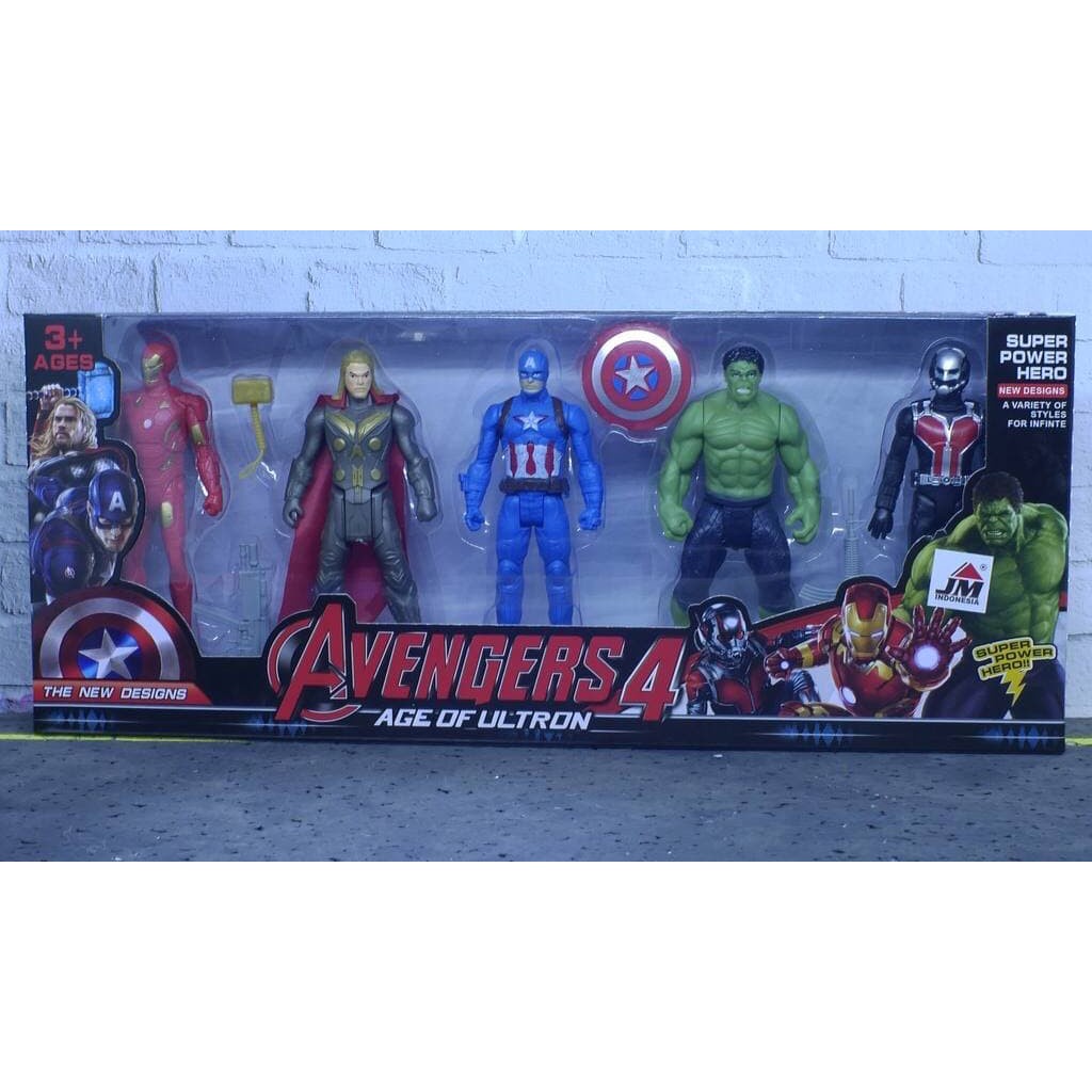 MAINAN ANAK  DIECAST ROBOT ACTION FIGURE Marvel Avengers 5 in1 IRONMAN THOR CAPT AMERICA