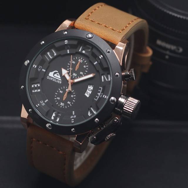 Jam Tangan Quiksilver 6381 Tali Kulit Super Elegan - Jam Tangan Pria Quiksilver Tali Kulit - QS 02