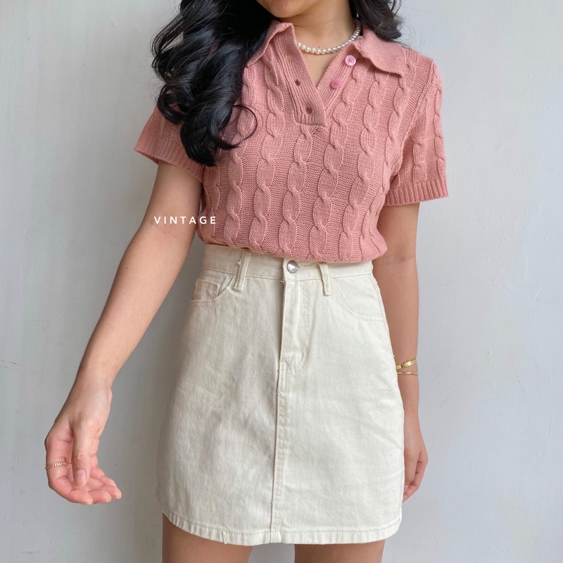 BLOUSE WANITA ANABELLE TOP BASIC CASUAL-Rose