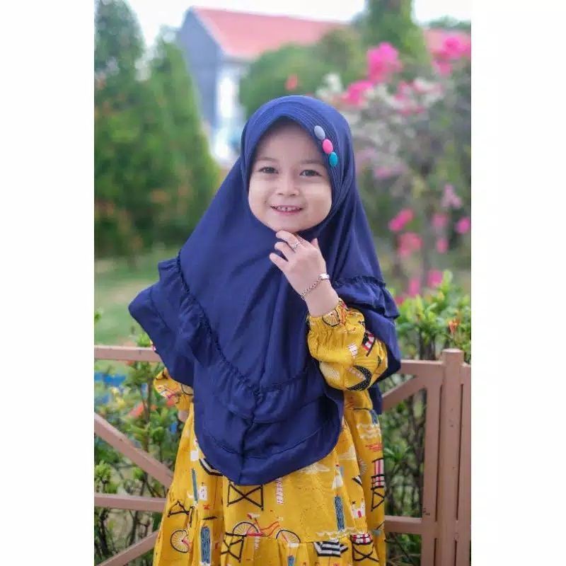 Kerudung Anak 3 Kancing Instant Premium 3-6 Tahun Terbaru | Jilbab Lucu Bayi Perempuan Sekolah Tk | Hijab Tanggung Baby Sd Bahan Jersey Lembut Adem