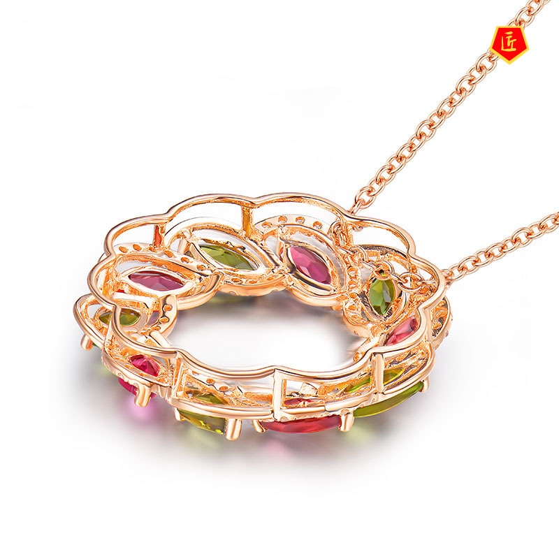 [Ready Stock]Silver Necklace Colorful Graptopetalum Paraguayense Pendant Female 18K Rose Gold