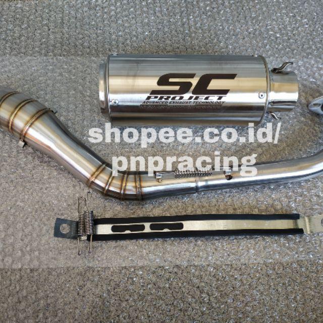 Knalpot Racing SC PROJECT NMAX AEROX LEXI PCX XMAX ADV VARIO BEAT SCOPY MIO DLL-Silver