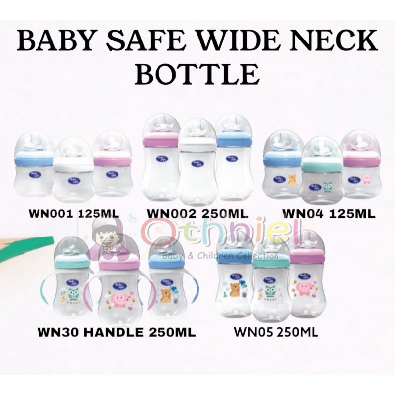 botol susu bayi baby safe wide neck 250ml 125ml wn001 wn002