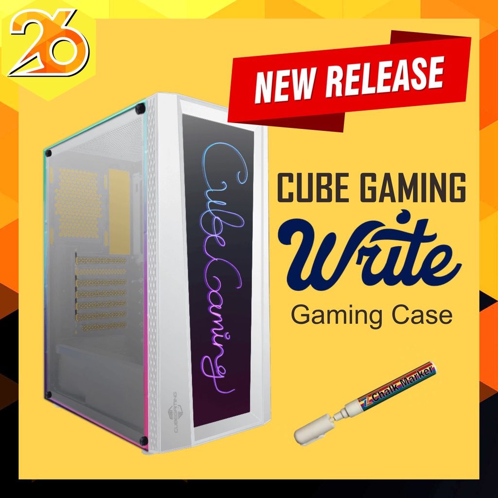 Case Cube Gaming Write white free RGB Led casing PC Full Atx M-atx