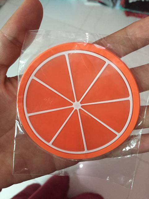 Alas Cangkir Gelas Motif Buah Bahan Silikon Anti Panas Anti Slip