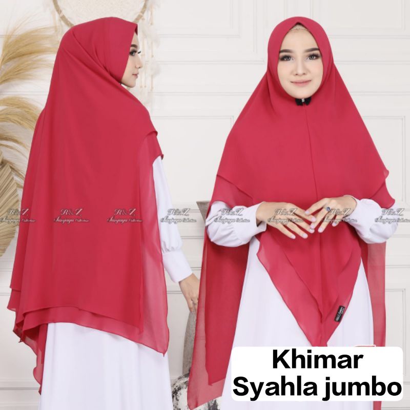 Hijab Khimar Ceruty Syahla Jumbo Syar'i/kerudung 2layer LV Jumbo/bahan ceruty babydoll premium