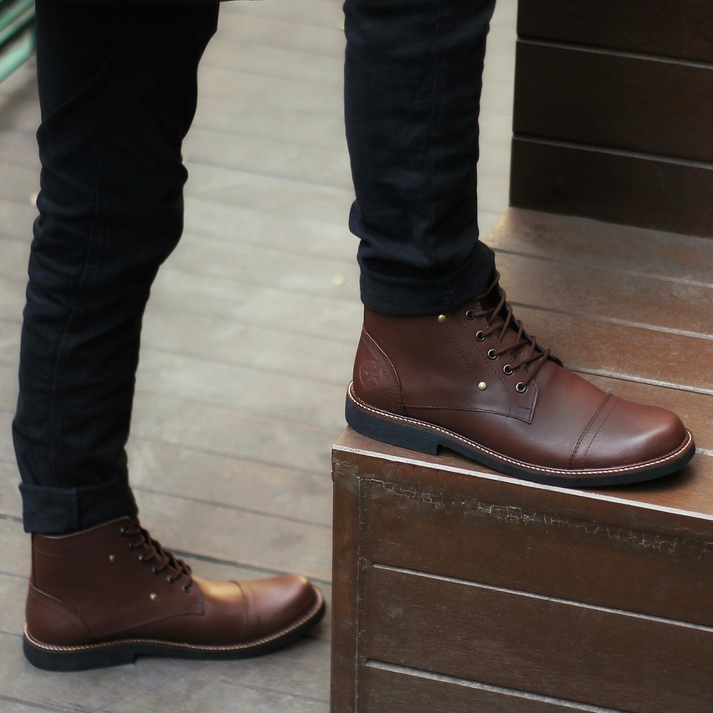 Overture Brown | Sepatu Kulit Asli Safety Boot Vintage Klasik Besi Original Footwear | FORIND x Reyl