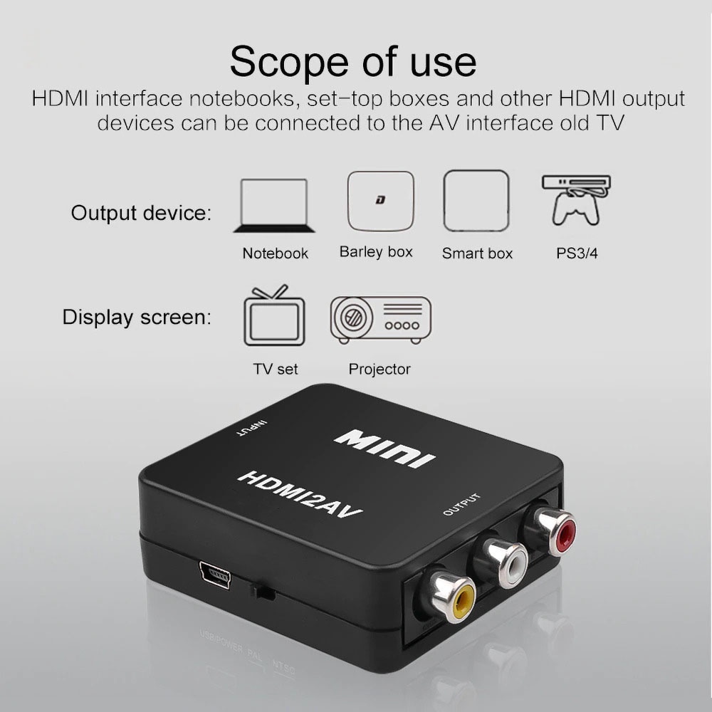 Kebidu Adapter Konverter HDMI to RCA AV 1080p - HDV-M710 - Black