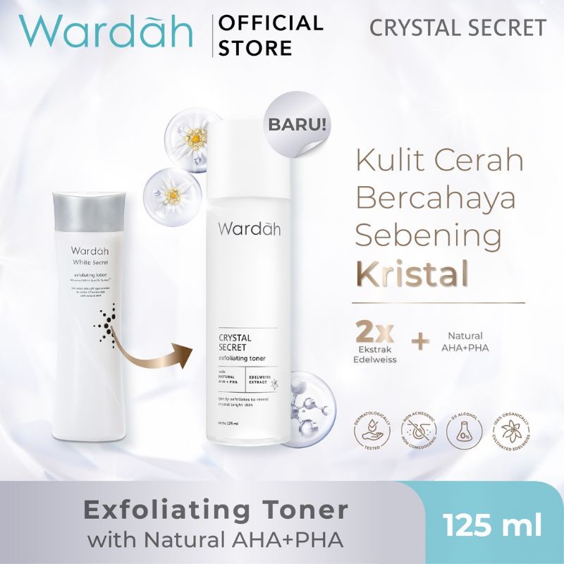 Wardah Crystal Secret Exfoliating Toner with Natural AHA + PHA 125ml | White Secret