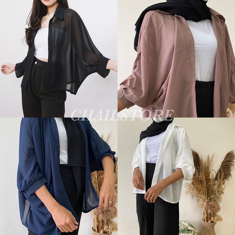 YOLA BASIC OUTER CARDIGAN PREMIUM / BATWING CERUTY PANJANG MURAH  /LUARAN KOVERSIZED