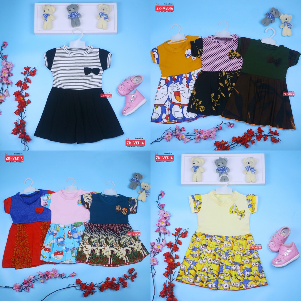 Dress Karin uk 1-2 Tahun /  Anak Perempuan Dres Lengan Murah Pesta Baju Gaun Pesta Import Baby