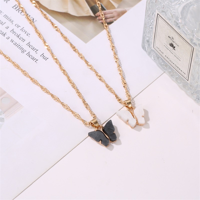 Korean Fashion Kalung Kupu-kupu Kalung Rantai Wanita Aesthetic Butterfly Necklace Anting-Won