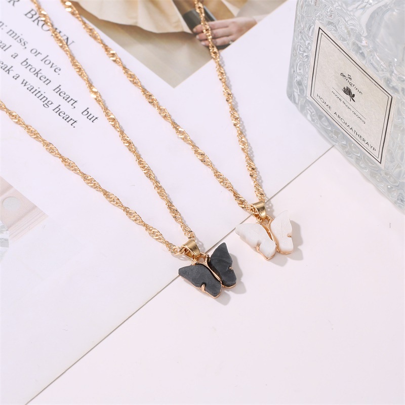 Korean Fashion Kalung Kupu-kupu Kalung Rantai Wanita Aesthetic Butterfly Necklace Anting-Won