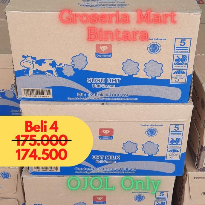 

BISA COD *Bintara* Susu Diamond UHT Full Cream PLAIN 1 Liter x 12 1 Dus Bekasi