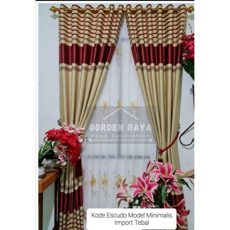PROMO Gorden Pintu Jendela Minimalis Blackout motif  garis