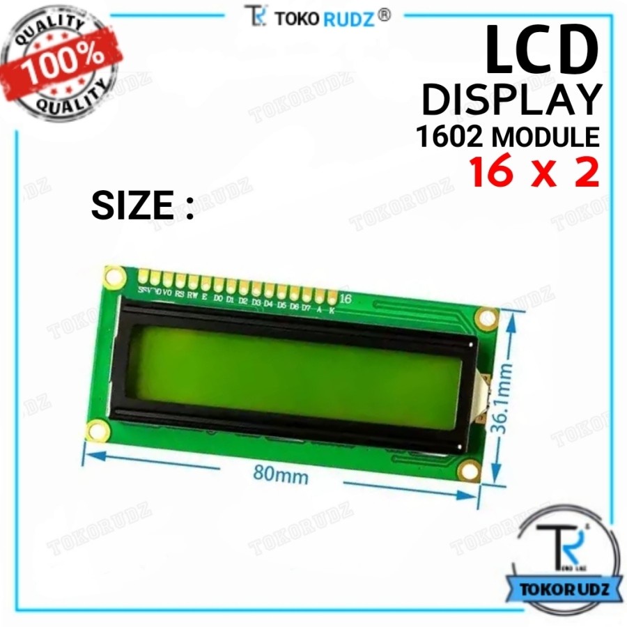 LCD Display 1602 16x2 Karakter Backlight Hijau Biru Modul Arduino