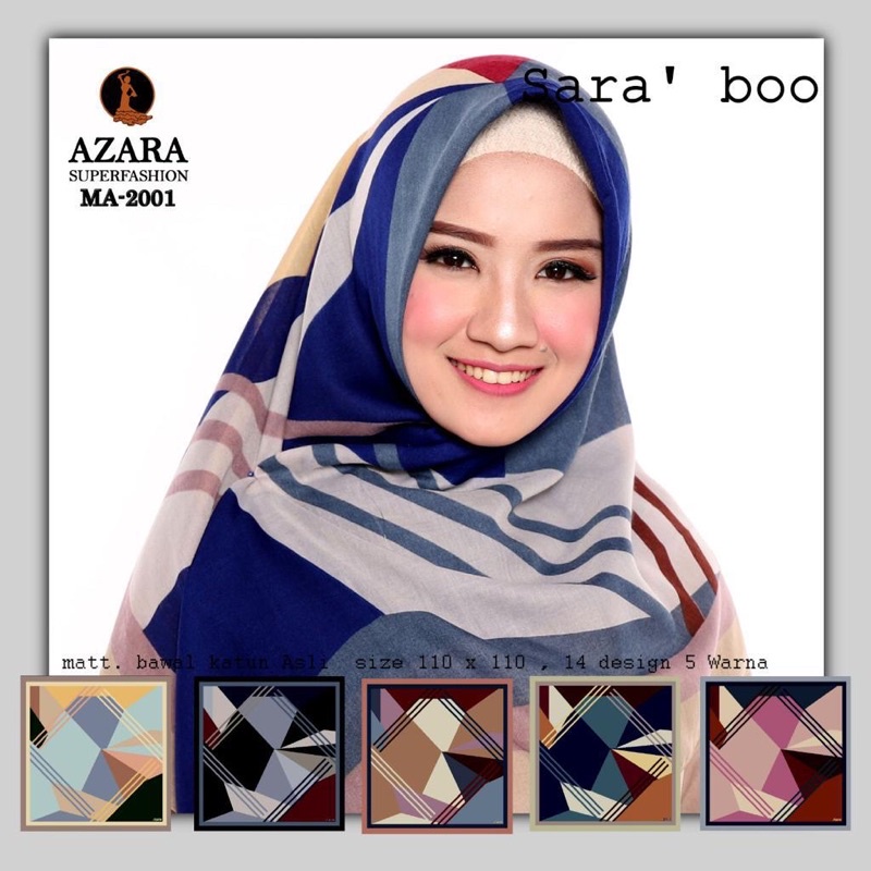 JILBAB SEGIEMPAT AZARA MOTIF VOAL /Kerudung Tepi Jahit Motif-7