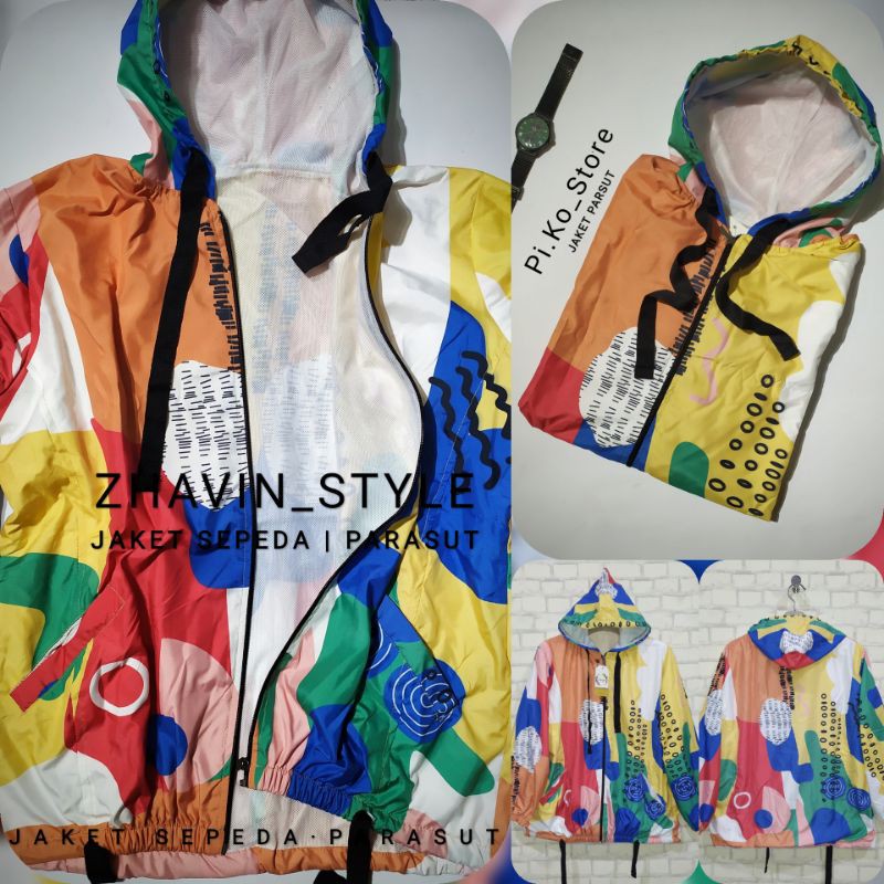 JAKET SEPEDA WANITA / JAKET PRINTING CEWEK PARASUT