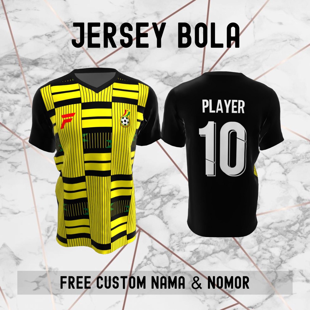 Jersey Ghana Timnas Negara Bola Baju Kaos Custom Nama dan Nomor Punggung - 215