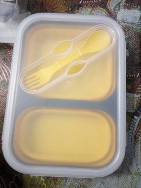 Babysafe Collapsible Lunch Box 650+250ml Tempat Bekal Silicon Lipat - Baby Safe - Tempat Bekal