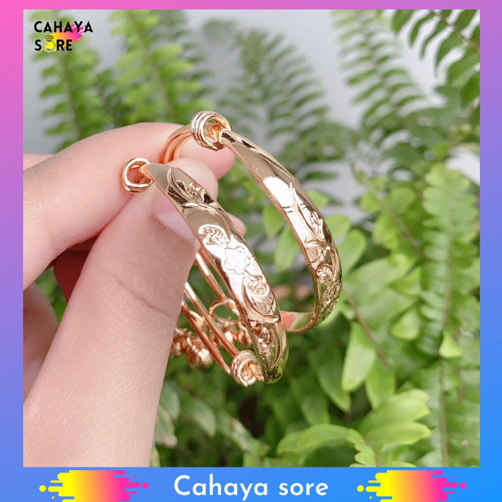 2Pcs Gelang Xuping Gold Gelang Tangan Anak Bayi Model Kerincing GA05