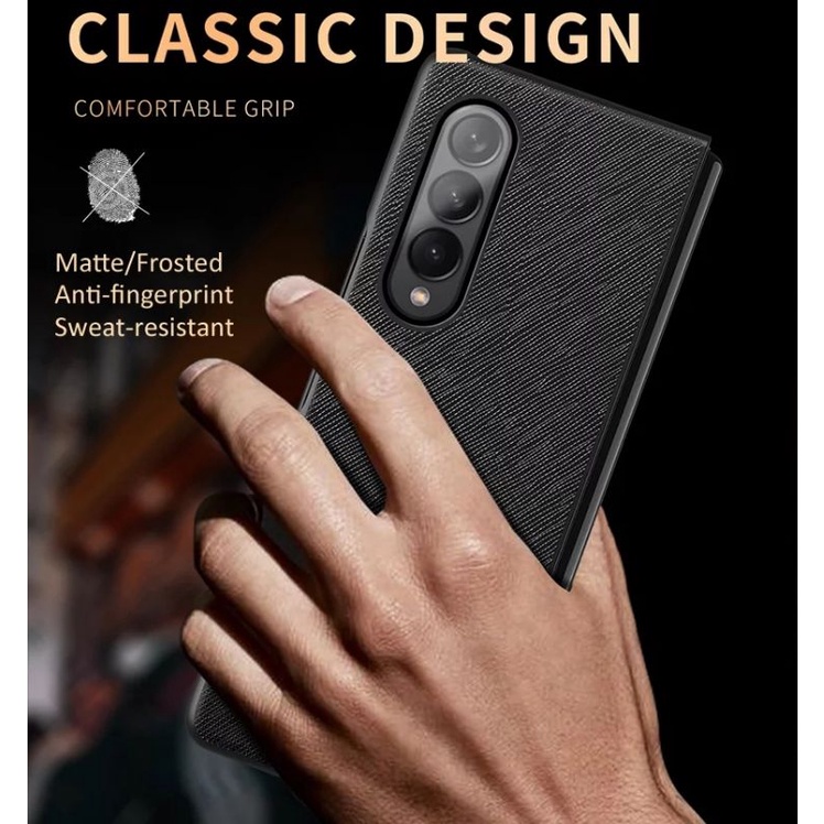 Original Soft Hard Case Samsung Galaxy Z Fold 3 Fold3 5G Presisi Pattern Saffiano Slim Cover Anti Sl
