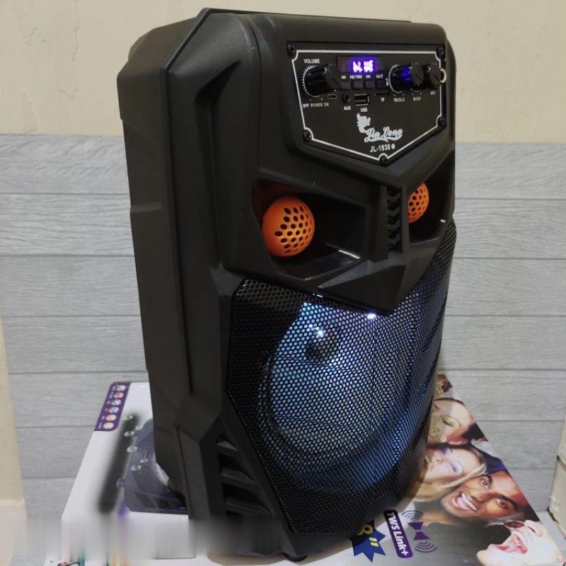 Speaker Bluetooth Karaoke Wireless Jinlong JL-1938 8 Inchi Gratis Microphone Super Bass Salon Aktif