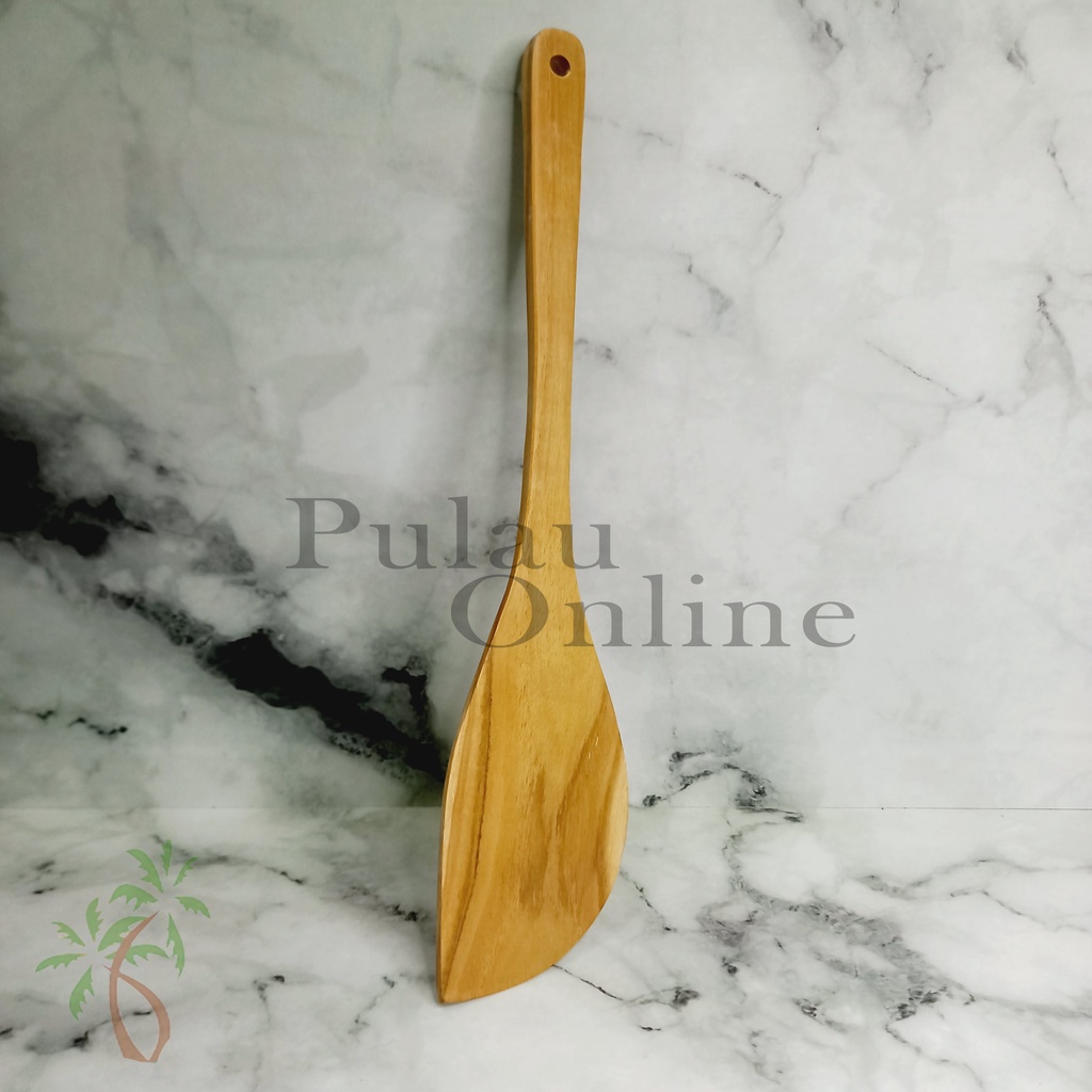 Sutil Kayu Lengkung 30cm - Spatula kayu jati - Sutil jati - Saptula Kayu Sawo