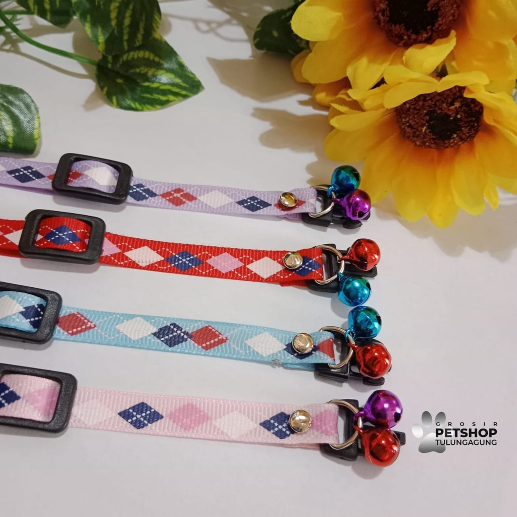 Kalung Kucing Dan Anjing Motif Wajik 2 Lonceng