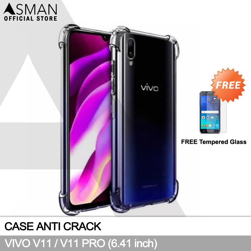 Anti Crack VIVO V11 / V11 Pro (6.41&quot;) | Soft Case Anti Bentur + FREE Tempered Glass