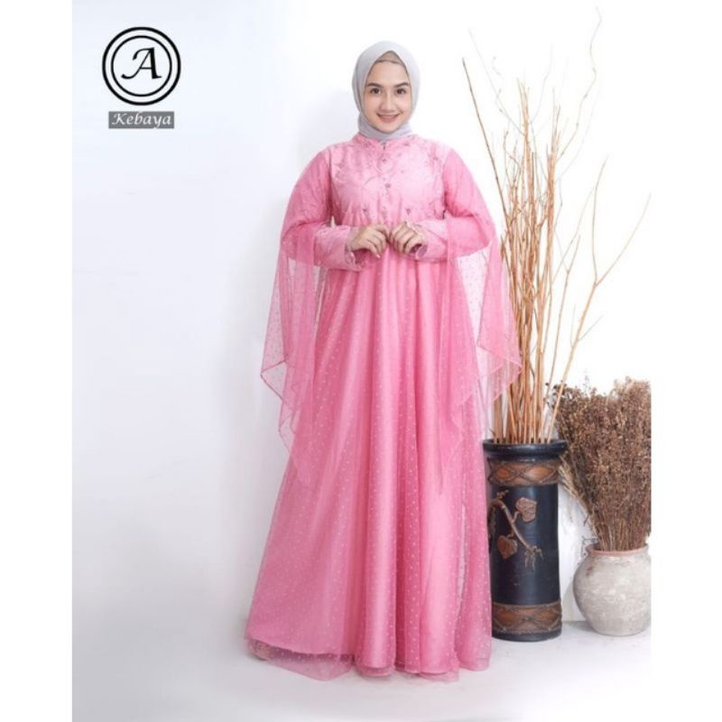 Gamis tulle muslim//gamis terbaruuu//dress tulle//gamis tulle modern