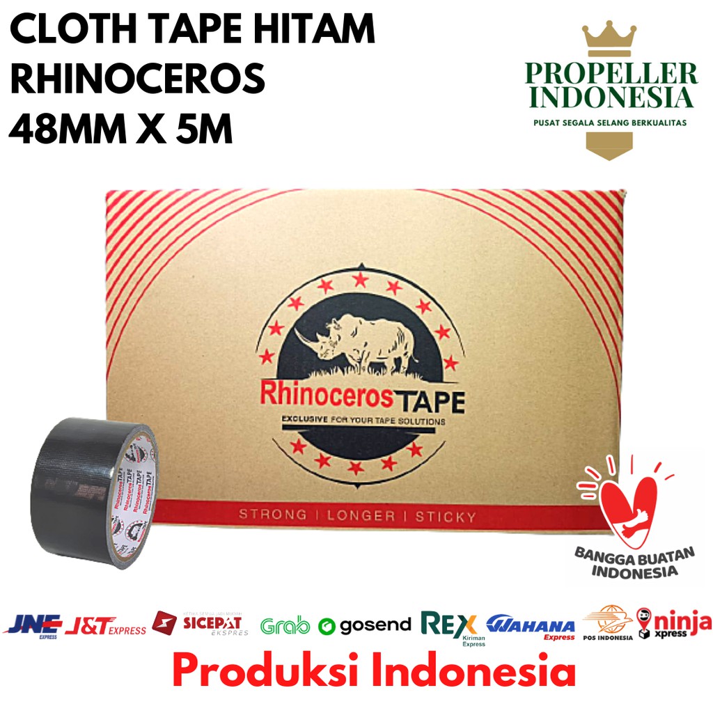 Cloth Tape RHINOCEROS Lakban Kain Lakban Jilid 48MMx5 METER @72Pcs/Dus GOJEK/GRAB