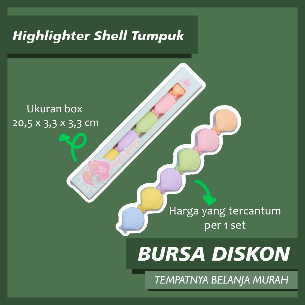 

Highlighter Shell Tumpuk 1 Set Spidol Pastel Marker Textlighter Textliner kerang mutiara