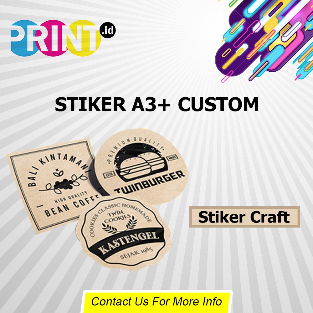 

CETAK STIKER LABEL KRAFT KEMASAN /A3/ CUSTOM CUT SESUAI POLA