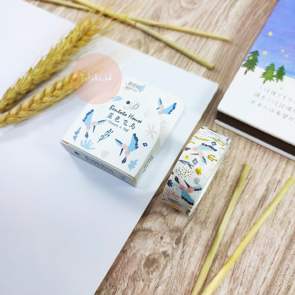 

Blue Bird Gold Foil Washi Tape/ Masking Tape/ Selotip Motif