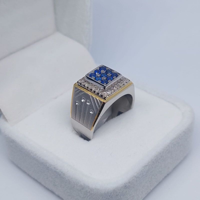 cincin pria blue safir di keliling berlian eropa
