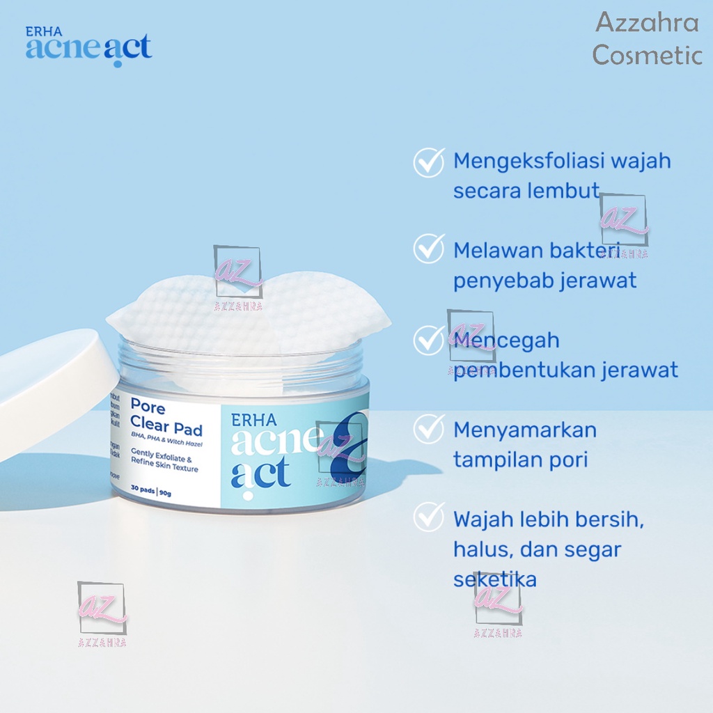 ERHA Acneact Pore Clear Pad 90g | Kapas Eksfoliasi Wajah Berjerawat