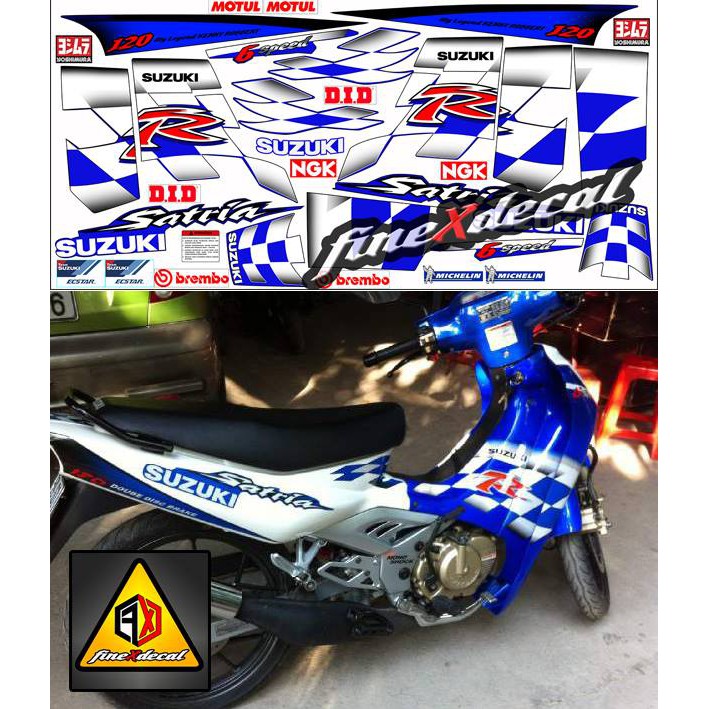 Striping Satria R 120 Lumba Kenny Robert (Biru Putih)