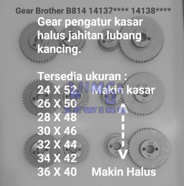 BROTHER B814 Gigi Gear Pengatur Kasar Halus Mesin Jahit Lubang Kancing Industri