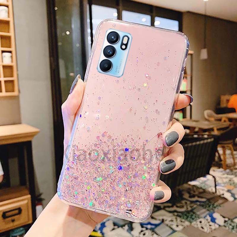 Oppo Reno 7 4G/Reno 6 4G/Reno 6 5G/Reno 7Z 5G/A96 5G Casing Soft Case Tpu Bahan Premium Glitter Glossy